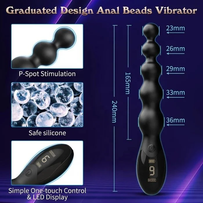 9 Frequency Vibrating Anal Beads Silicone Butt Plug Sex Toys for Couples