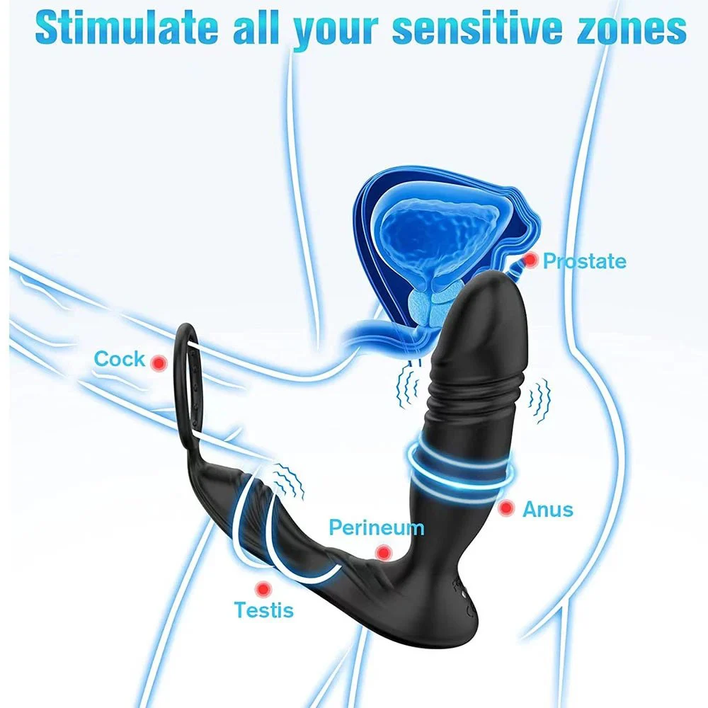 Male Strong Remote Control Prostate Massage Vibrator Telescopic Anal Plug