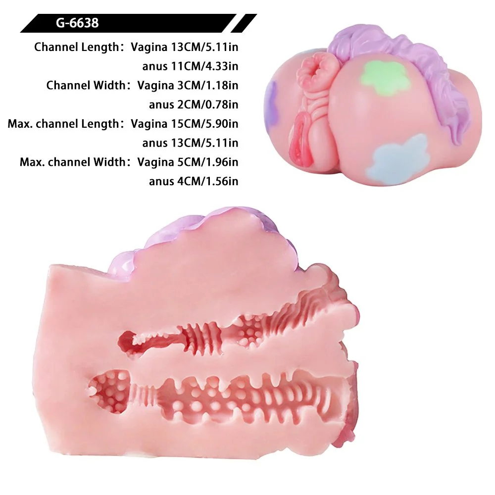 Pink Fantasy Pony Style Male Masturbator Realistic Dual Channel Vagina Adult Sex Toys for Men Soft Silicone Manual Stroker