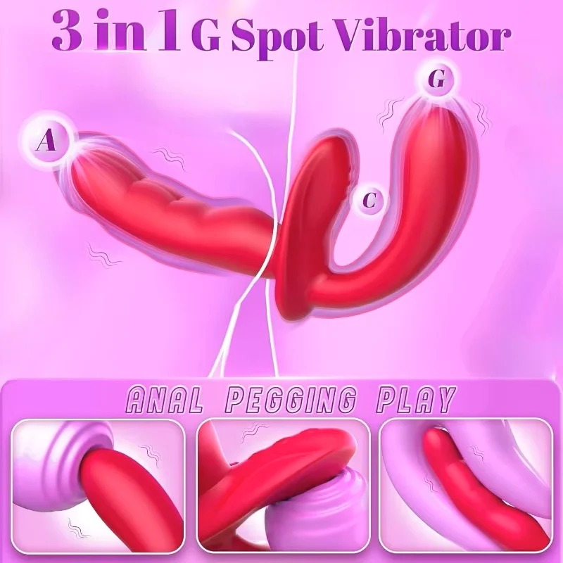 Double Ended Anal Dildo Wearable G-Spot Vibrator Remote Control Finger Vibrating Butt Plug Adult Toys for Women Couples