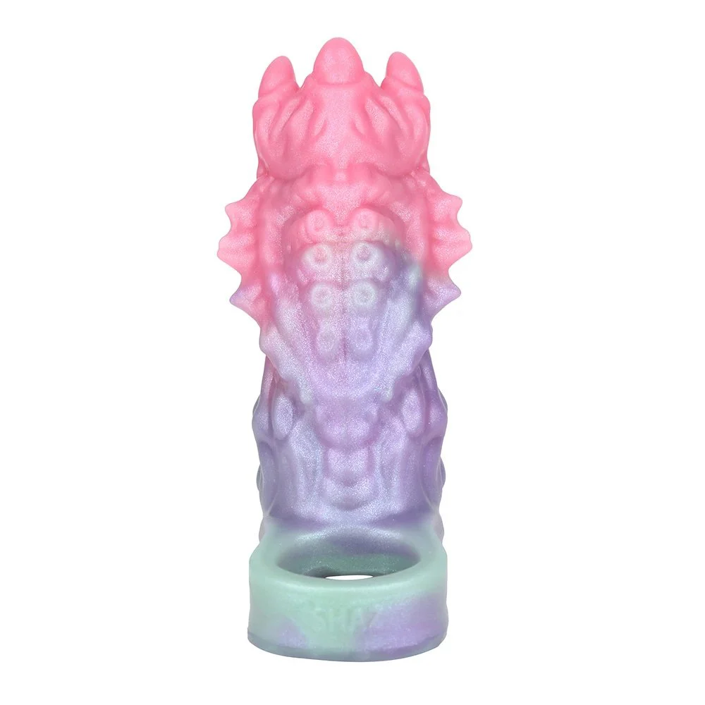 Open Soft Silicone Penis Enlargement Sleeve Galactic Charm Fantasy Monster Dildo Male Penis Extender Sex Toy