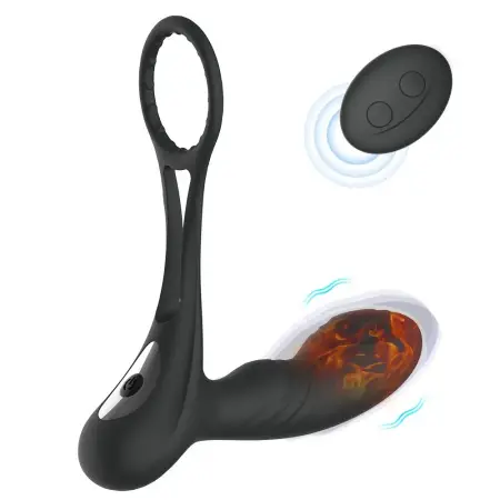 Remote Control Telescopic Sex Toys Prostate Massage Heating Anal Plug Vibrator with Cock Ring