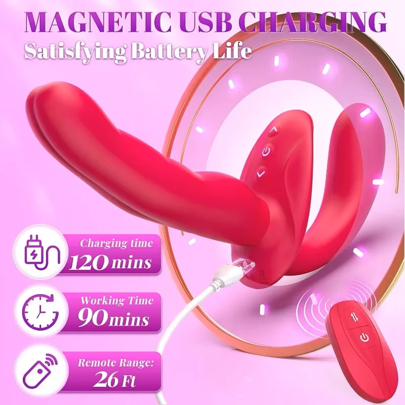Double Ended Anal Dildo Wearable G-Spot Vibrator Remote Control Finger Vibrating Butt Plug Adult Toys for Women Couples