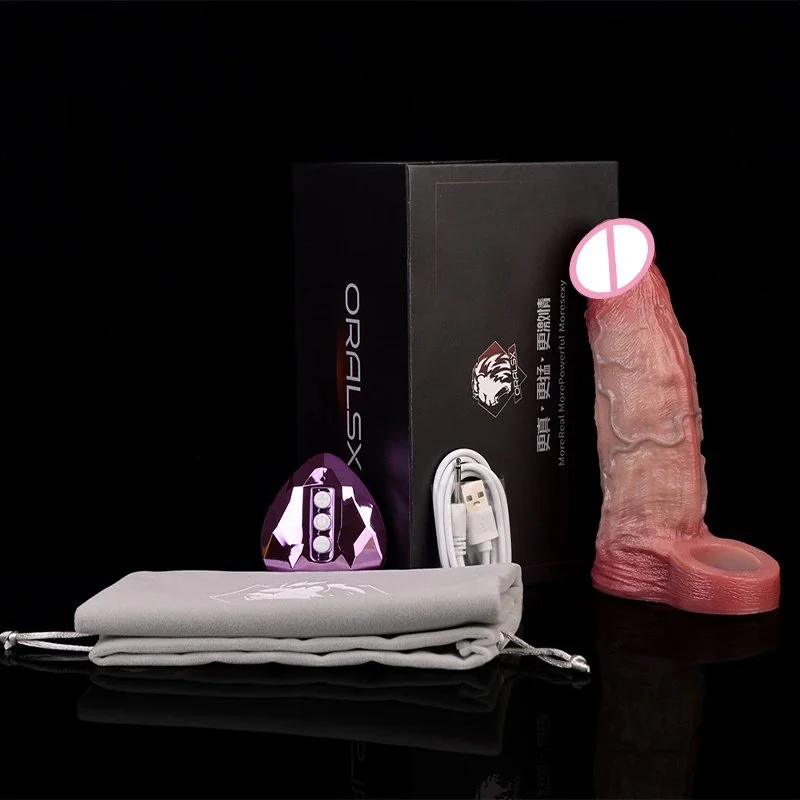 New High Quality Simulation Vibrating Male Penis Extender Easy to Wear Vibrating Dildo Sleeve Silicone Material