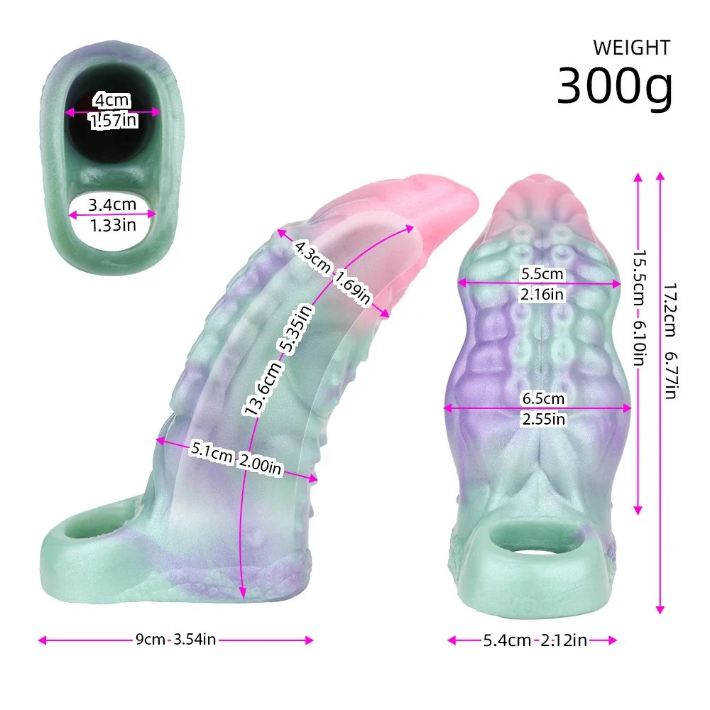 Open Design Internal Raised Textured Male Penis Extender, Fantasy Series Silicone Dildo Sleeve
