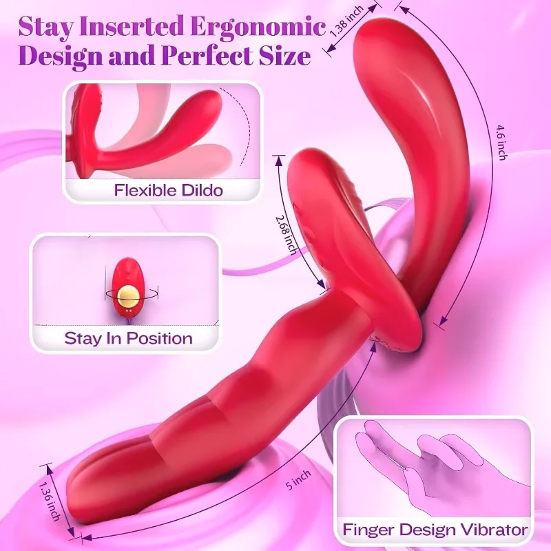 Double Ended Anal Dildo Wearable G-Spot Vibrator Remote Control Finger Vibrating Butt Plug Adult Toys for Women Couples
