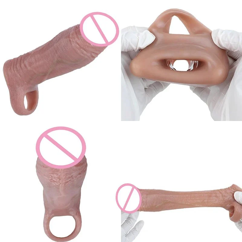 Open Tip Penis Extension Girth Thick Realistic Penis Sleeve Cock Sleeve,Cock Ring Penis Extender Adult Sex Toys for Men