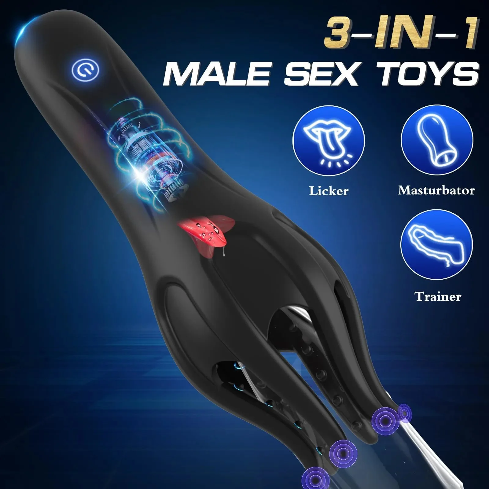 Male Masturbator TPE Realistic Penis Vibrator Tongue Licking Soft Texture Waterproof Adult Sex Toy for Men Home Travel