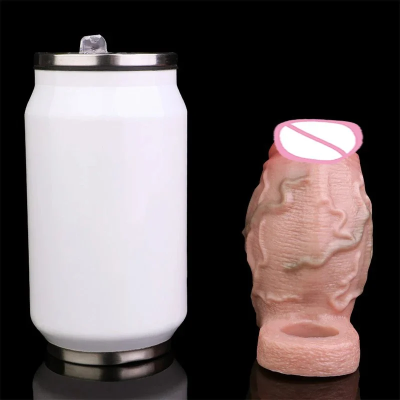 Open-ended Silicone Realistic Sheath With Anti-drop Ring Thick Realistic Penis Sleeve Cock Enlargement Sex Toys for Men