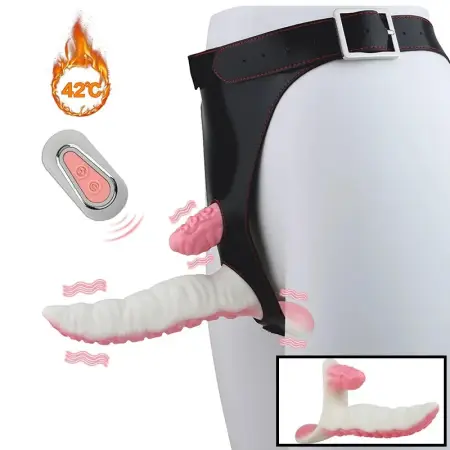 Dual-Wearer Three-Point Vibrating Fantasy Dildo Vibrating Masturbator for Women 3 Speeds + 7 Vibration Frequencies