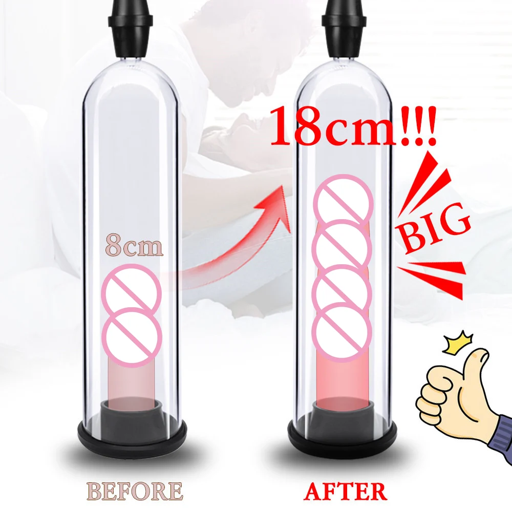 Men Sex Toy Penile Growth Enlargement Masturbation Manual Air Suction and Vibration Masturbator Vacuum Pump