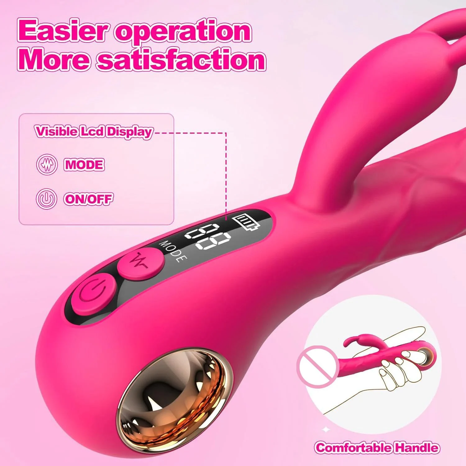 Double Rechargeable Silicone Dildo for Women with G-Spot and Clitoris Massage Vaginal Vibrator Rabbit Vibrator for Women