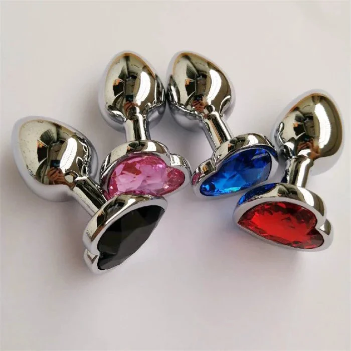 Stainless Steel Heart Crystal Jewelry Anal Butt Plug Fetish Adult Anal Sex Toys for Men and Women