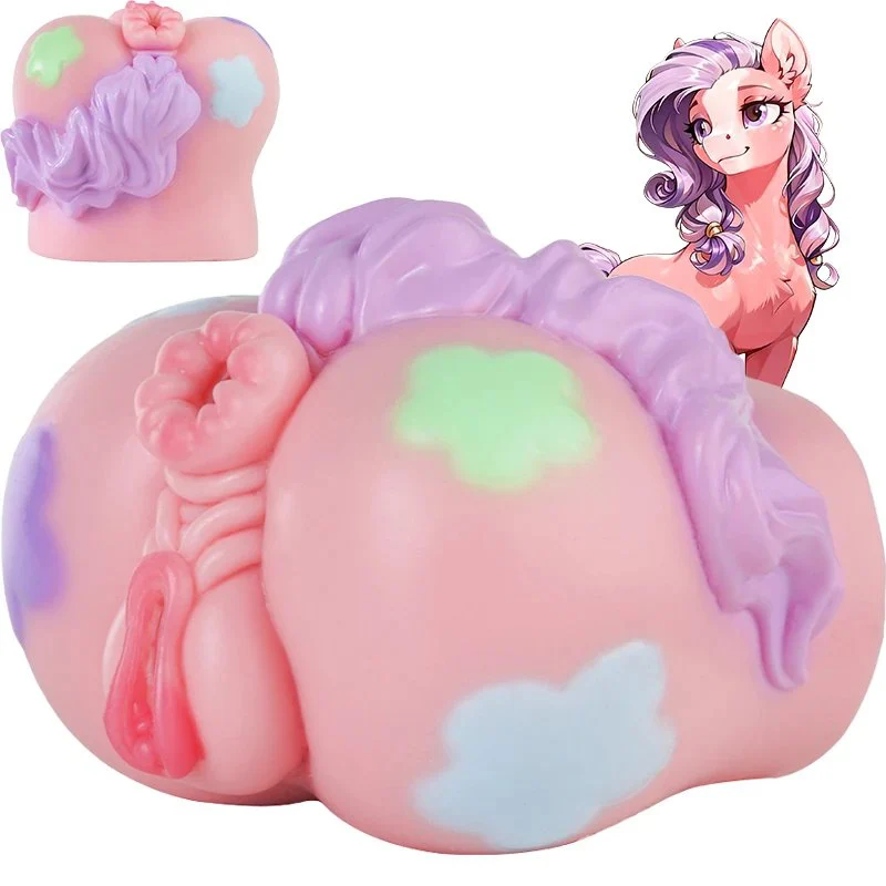 Pink Fantasy Pony Style Male Masturbator Realistic Dual Channel Vagina Adult Sex Toys for Men Soft Silicone Manual Stroker