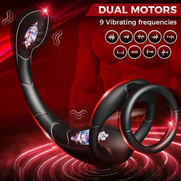 Men Vibrating Delay Ejaculation Cock Ring Anal Plug Sex Toys for Couples