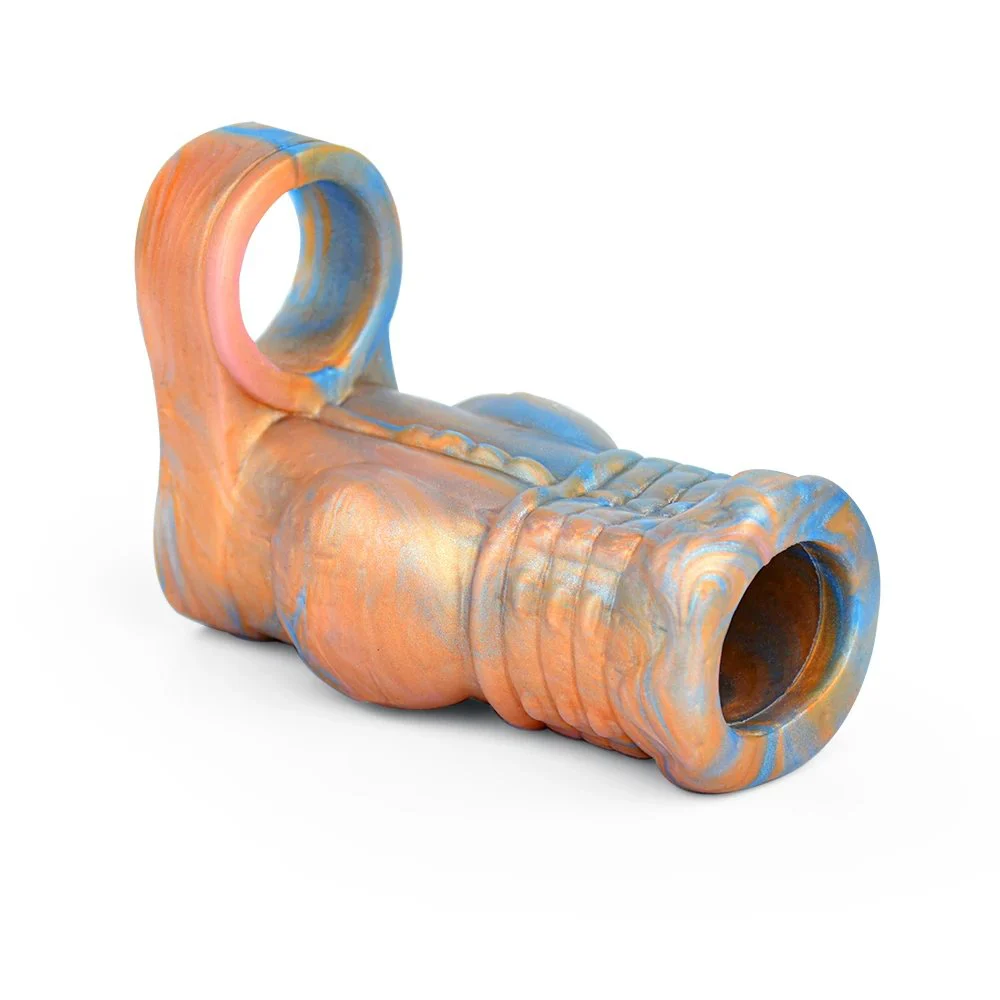 Penis Sleeve Extender Huge Hollow Condom Fantasy Monster Dildo Artificial Soft Silicone Male Penis Enlargement Adult Sex Toys