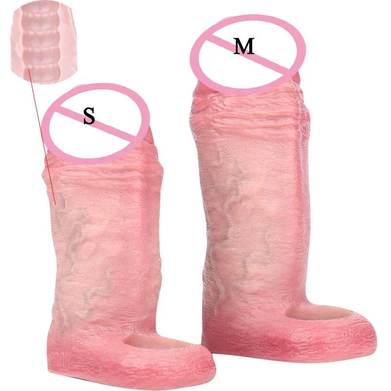 Realistic Hollow Dildo Open-ended Penis Sleeve Ring Size S M Silicone Dildo Sheath Ring Cock Enlargement Sex Toys for Men