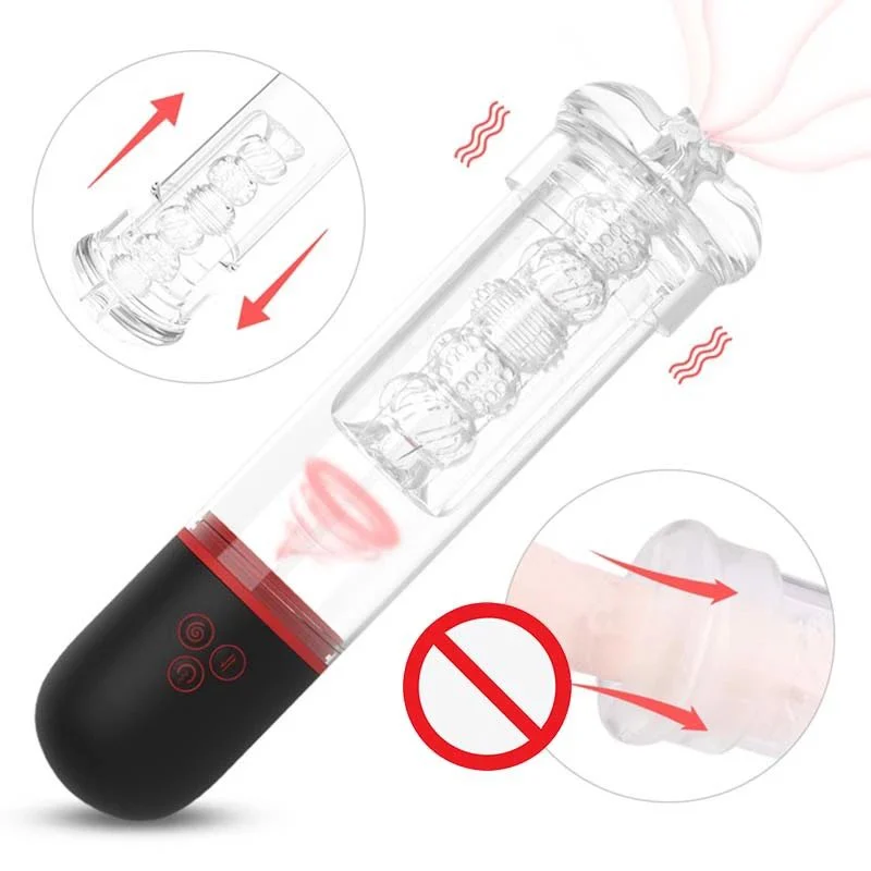 Sex Toys Penis Massager Crystal Clear Soft Airplane Cup Male Sex Toys Rotating Thrusting Male Masturbator Cups Sex Toy