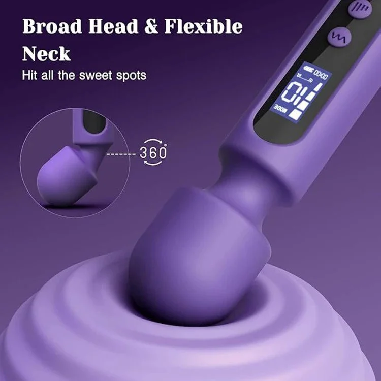 10 Frequency LED Display AV Massage Vibrator Replaceable Silicone Heads Adult Sex Toys for Women