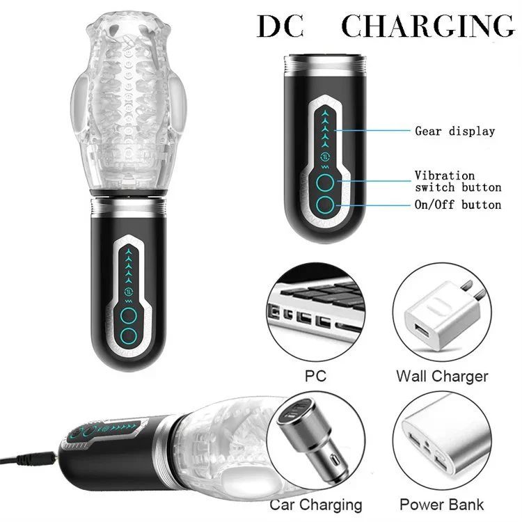 Rechargeable Automatic 7 Frequency Thrusting Rotation Vibrating Masturbation Aircraft Cups for Men Sex Toys