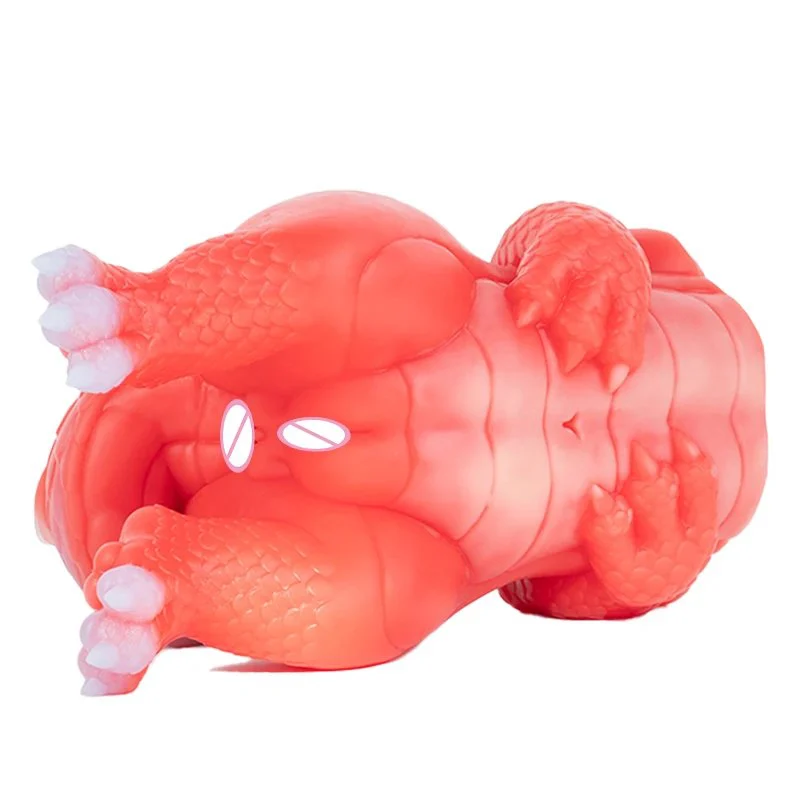 Red Dragon Fantasy Male Silicone Handheld Masturbator with Internal Textures for Enhanced Sensation Designed