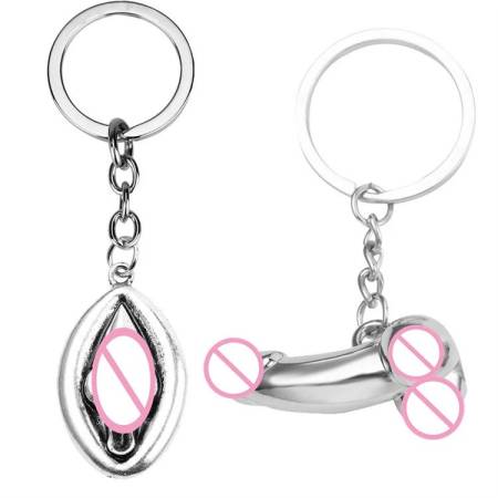 Adult Products Metal Vaginal Speculum Penis Keychain Mini Dildo Keychain for Gift