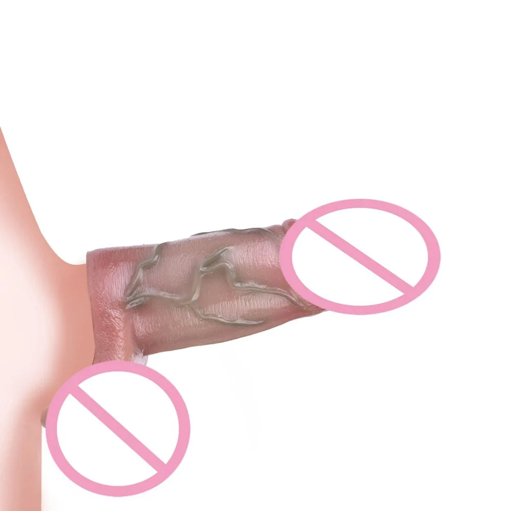 Realistic Penis Sleeve Reusable Dildos Condom Extender Penis Enlarge Delay Ejaculation Cock Sleeve