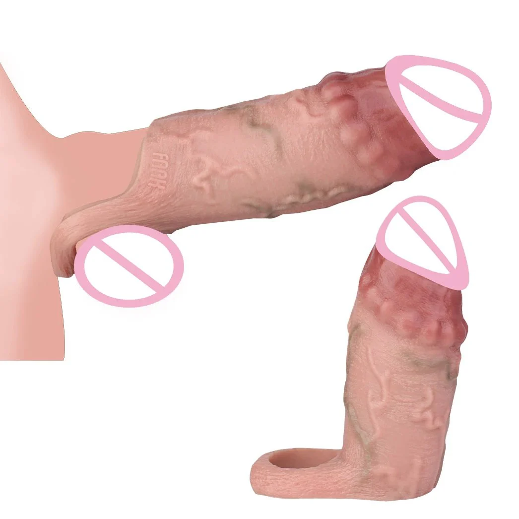 Realistic Penis Sleeve Reusable Dildos Condom Extender Penis Enlarge Cock Sleeve Extender Silicone Hollow Dildo Sex Toys
