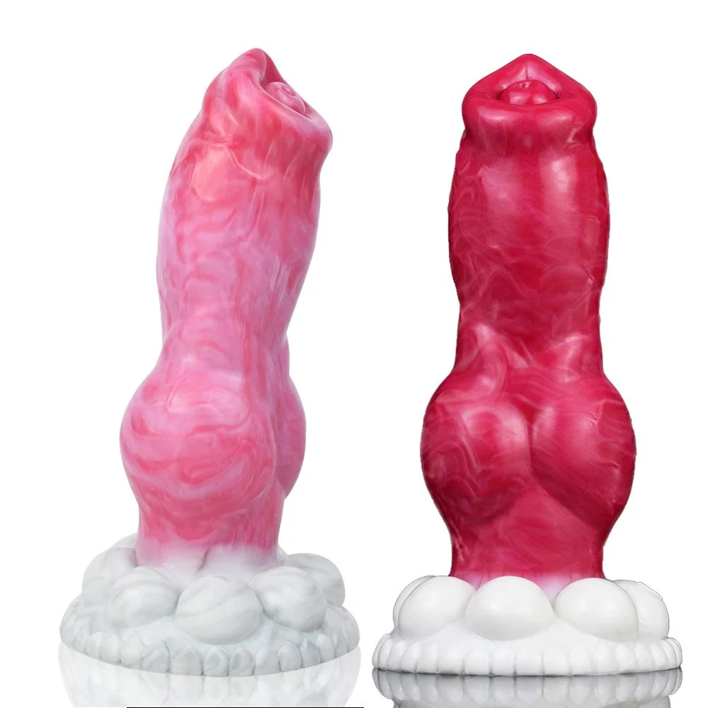 21cm Silicone Animal Penis Realistic Dog Dildo Big Knot Beef Color Clear Veins Anal Plug Women Sex Toy