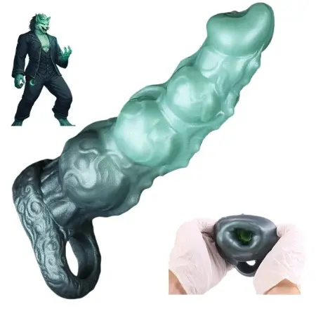 Reusable Condom Wolf Knot Dildo Sleeve Sex Toys for Men Dick Enlargement Delay Ejaculation Hollow Penis Sheath Adult Toys