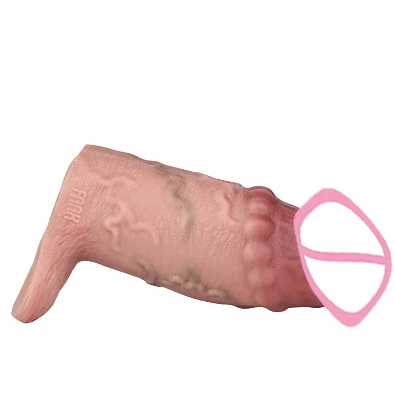 Reusable Hollow Dildo Condom Sex Toys for Men Dick Extend Sleeve for Men Delay Ejaculation Realistic Penis Sleeve Sex Toys