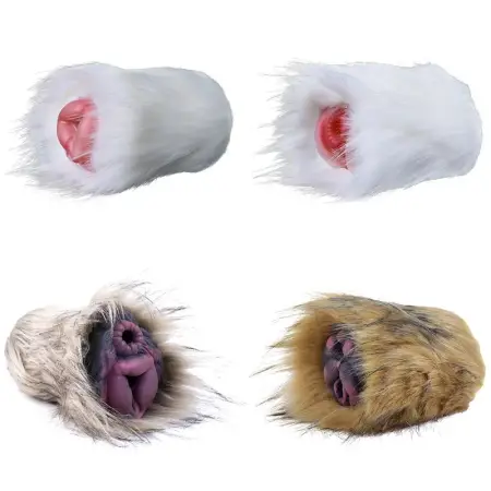 Simulation Animal Fantasy Silicone Dog Masturbator Pocket Pussy Stroker with Animal Fur Fantasy Sex Plush Toys for Men