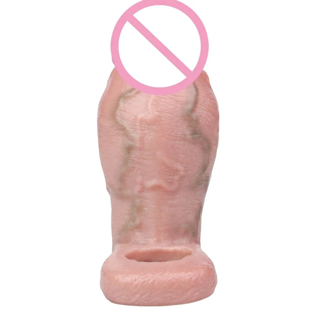 Reusable Penis Sleeve Extender Thick Realistic Cock Sleeve Condom Enlarger for Men