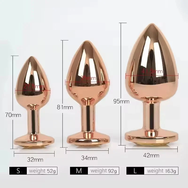 Rose Gold Anale Round Shape Crystal Metal Anal Beads Sex Toys Anal Butt Plug for Man and Woman Adult
