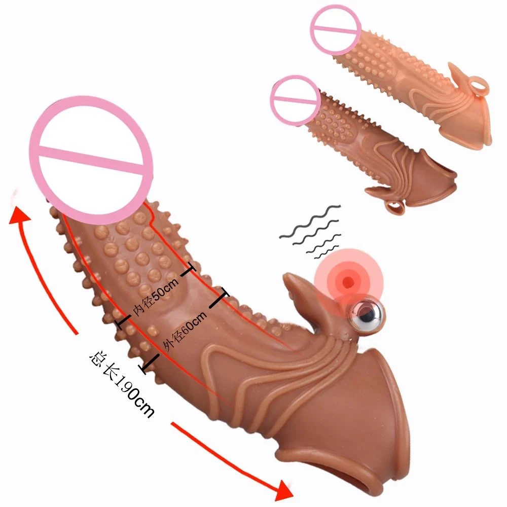 Realistic Spiked Ribbed Dragon Condom for Men Reusable Extend Big Size Vibrating Penis Sleeve