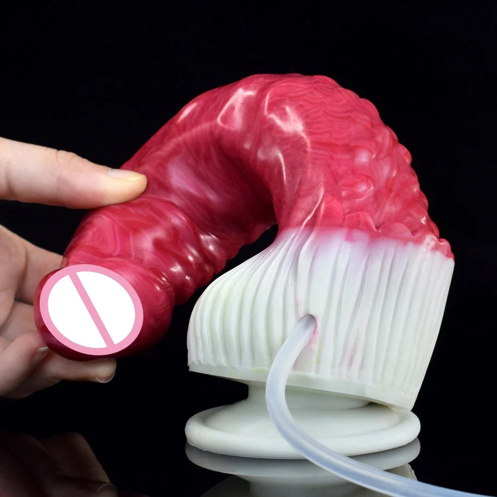 23cm New Arrival Anal Plug Fresh Blood Color Silicone Squirting Dildo Crocodile Shaped Ejaculating Dildo Sex Masturbator