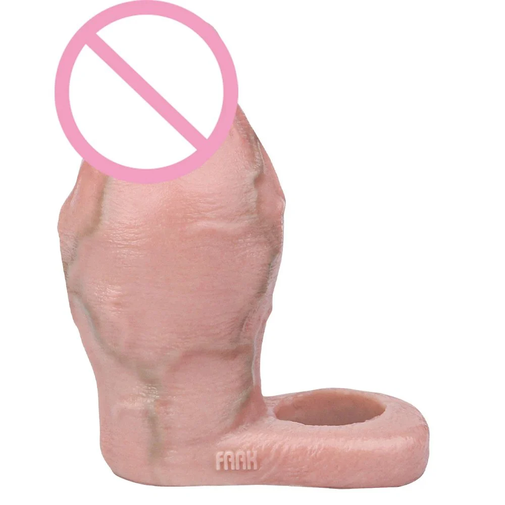Reusable Penis Sleeve Extender Thick Realistic Cock Sleeve Condom Enlarger for Men