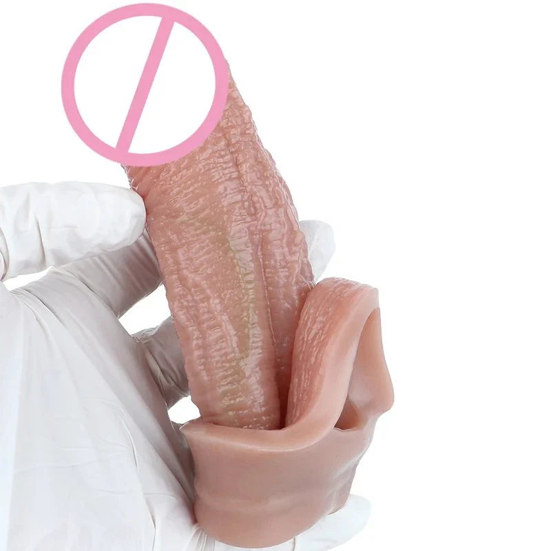 Reusable Penis Sleeve with Cock Ring,Open-Ended Ultra-Soft Silicone Cock Sleeve Penis Enlarger for Couple Men Adult Sex Toy