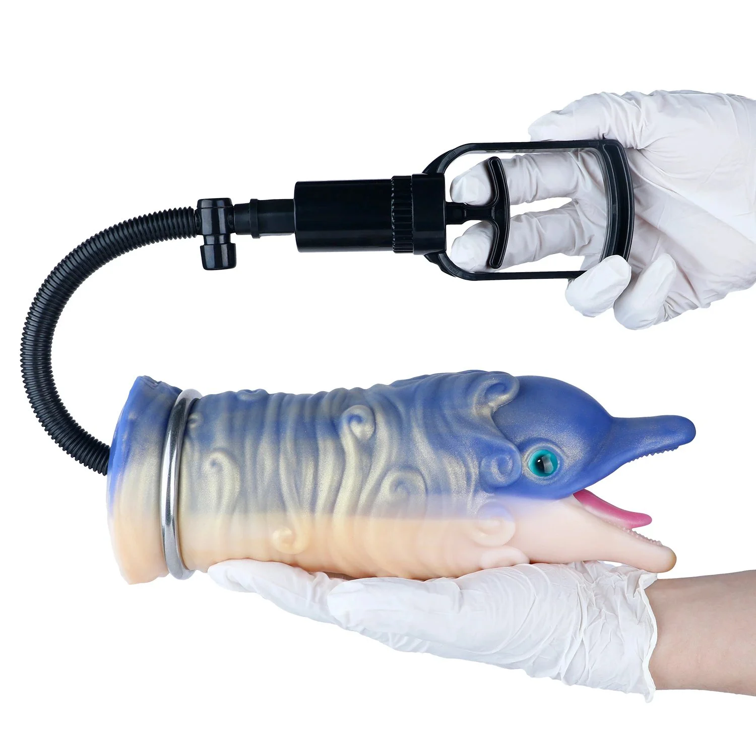 Simulated Suction Pump Male Fantasy Dolphin Masturbator, Medical-Grade Silicone Safe Material, Penis Massager for Adults