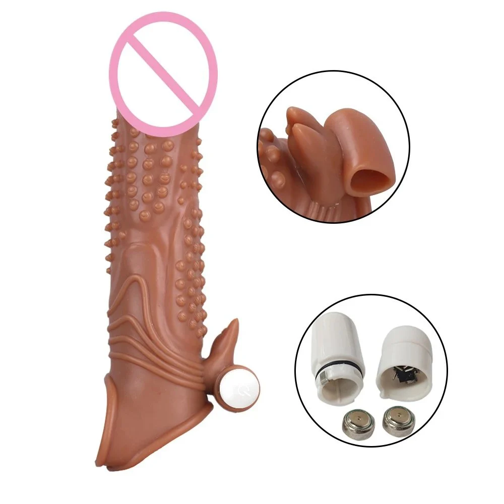 Realistic Spiked Ribbed Dragon Condom for Men Reusable Extend Big Size Vibrating Penis Sleeve