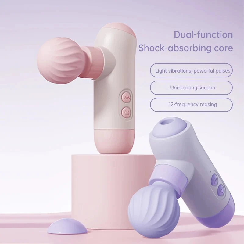 12 Frequency Vibration Suction Massage Gun & Vibrator USB Rechargeable 100% Waterproof Latex Material
