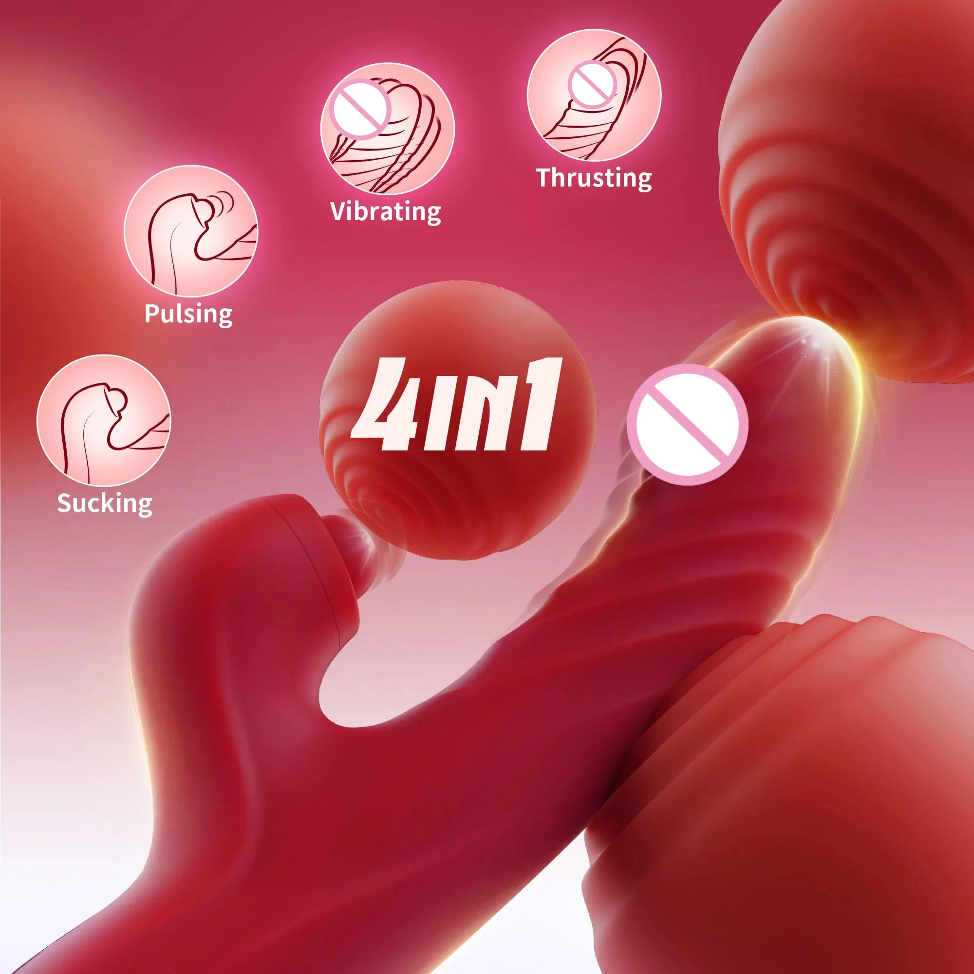 Gelance Rose Vibrator Thrusting Dildo for Women 10 Vibration 7 Thrust Modes USB Rechargeable Eco-Friendly Adult Stimulation Toy
