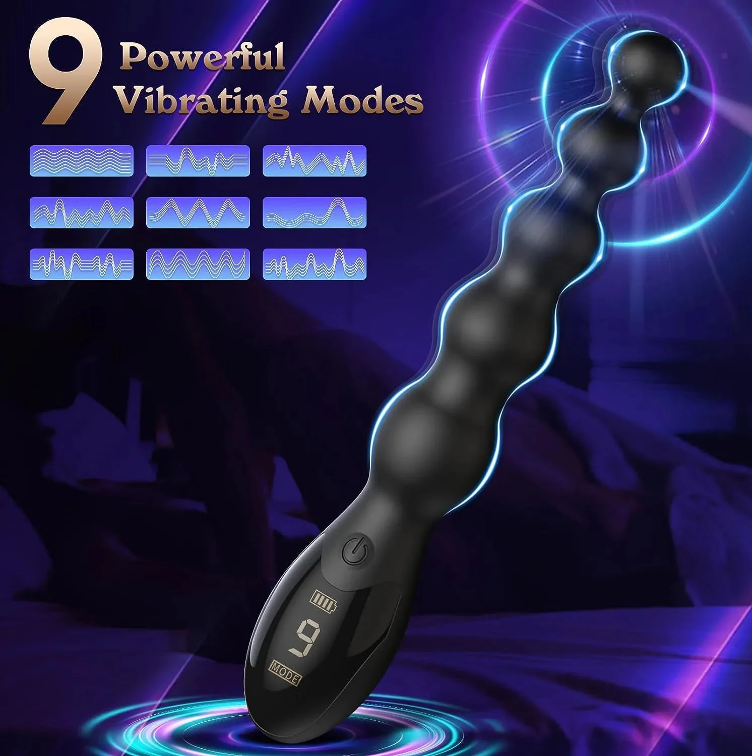 LCD Vibrates Anal Plug Flexible Stimulator Plug Anal Beads Massager Sex Toys for Men and Women Anal Vibrator