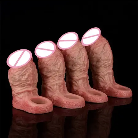 S M L XL Silicone Realistic Male Penis Enlarge Sleeve With Anti-drop Soft Hollow Dildo Sex Toys For Men Delay Ejaculation
