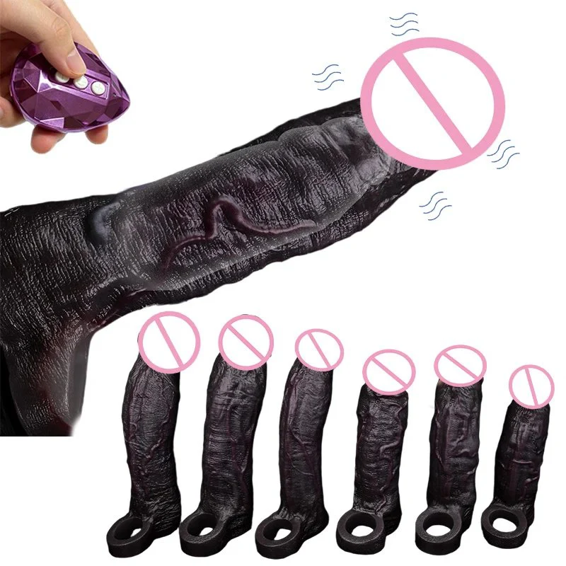 6 Best 10-Frequency Vibration Penis Sleeve Black Hollow Dildo Male Delay Ejaculation Sex Toys