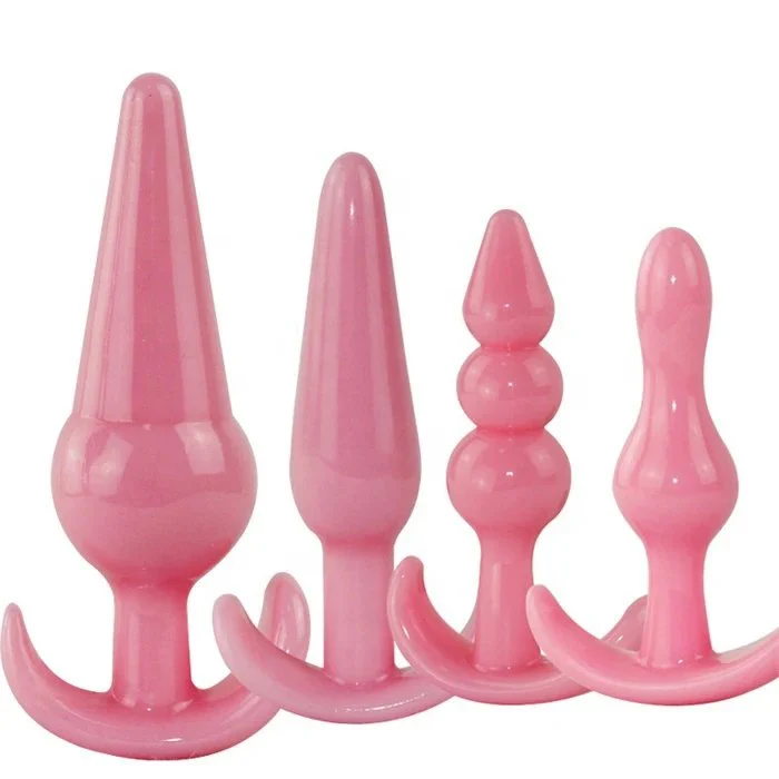 Pack of 4 Soft Silicone Butt Anal Plug Sex Toys for Adult Men and Women's Anal Masturbation Enjoy