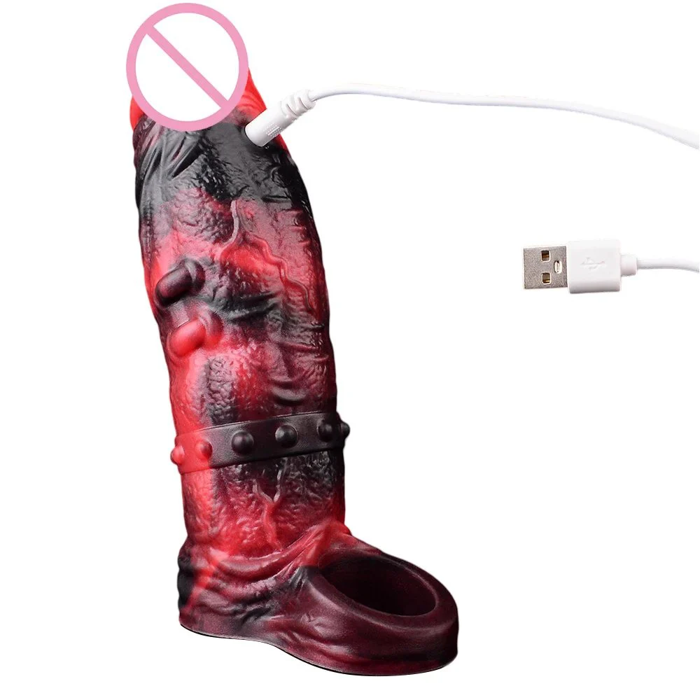 Reusable Vibration Penis Sleeve Fantasy Cock Ring Extender Ultra-Soft Cock Sleeves Penis Enlarger for Man