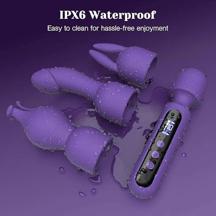 10 Frequency LED Display AV Massage Vibrator Replaceable Silicone Heads Adult Sex Toys for Women