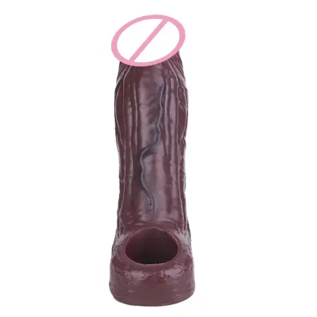 Adult Realistic Penis Sleeve Thick Cock Sleeve Closed Head Silicone Dildo Sheath Penis Enlargement Sex Toys for Men
