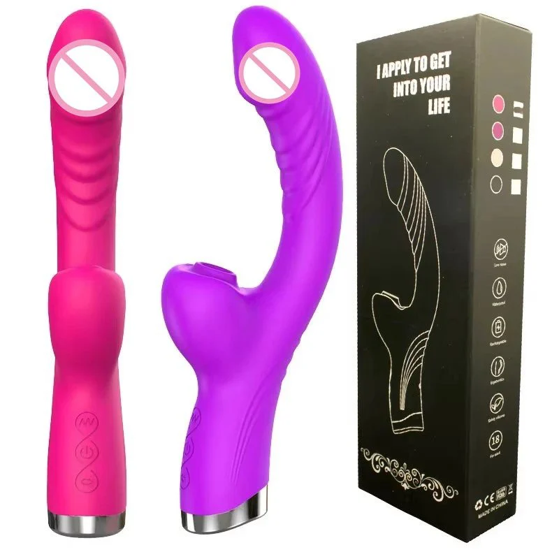 10 Frequency Women Sex Toys G Spot Clitoral Stimulator AV Stick Dildo Sucking Vibrator 2 in 1